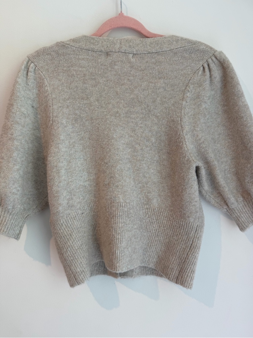H&M Taupe Puff Sleeve Jeweled Button Cardigan - Picture 5 of 5